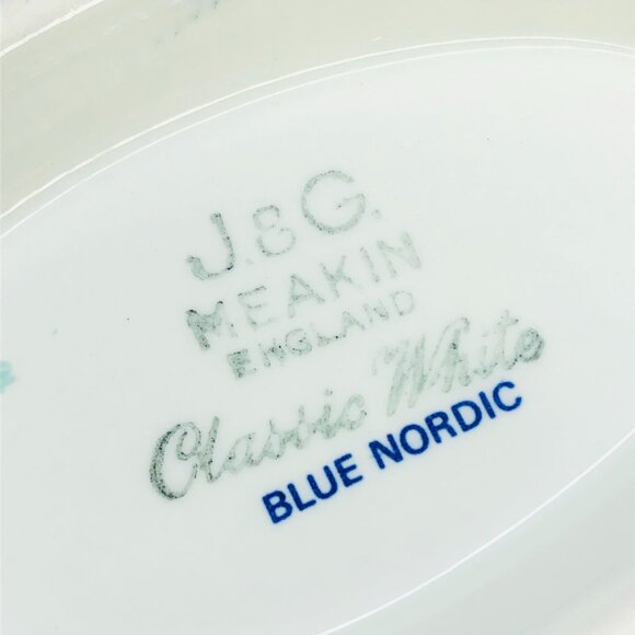 Vintage 60s Classic JG Meakin England BLUE NORDIC Sauce Gravy Boat - Picture 9 of 11